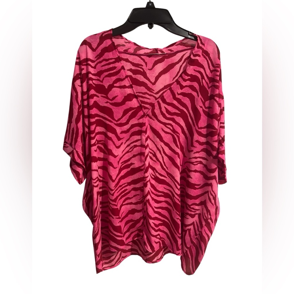 JODIFL Pink and Red Zebra Print Blouse